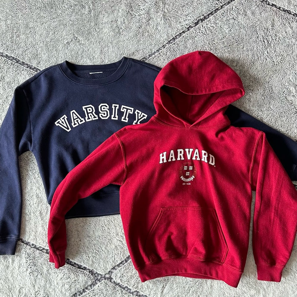 COPY - Girls Varsity Hoodie & Crew Top - Harvard (size 8/9)